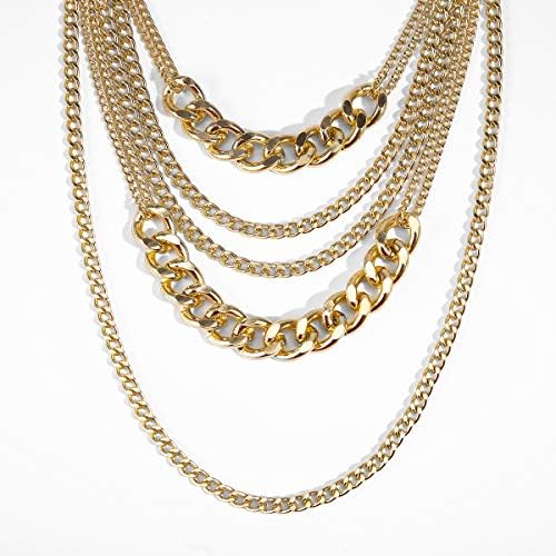 Csiyanjry99 colares de ouro robustos para mulheres, colar de Hip Hop Punk dos anos 80, colar em camadas cubanas em camadas de lanchone
