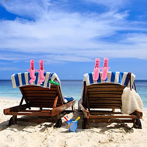 NERJAN 6PCS Praia Toalha Clipes ao ar livre estilo Flamingo Toalhes para cadeiras de piscina ou cerca durante o tamanho do seu cruzeiro