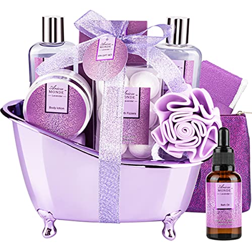 Conjunto de presentes de cesta de spa Bath, Bath & Body Presente para mulheres, perfume de lavanda, inclui loção para