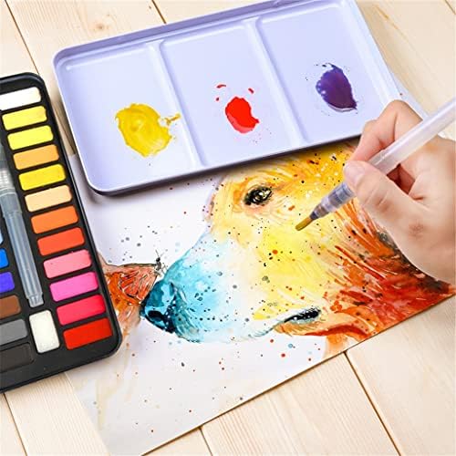 MJWDP Solid Water descolor Conjunto de tinta de metal portátil com cor de cor de cor de água, material de arte profissional de