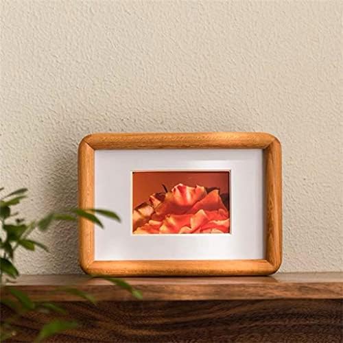 Liuyunqi Real Wooden Round Corner Teak Color Photo Frame Table Swing Mortise Tenon Photo Frame)