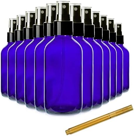 Garrafas de spray de vidro de 4 oz com marcador de caneta dourada, garrafa de spray pequeno para spray de cabelo, óleo essencial,