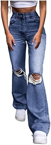 Jeans de cintura alta do Lowprofile Womens Girls adolescentes y2k pernas largas calças de jeans folgadas calças de streetwear de calça angustiada, E8