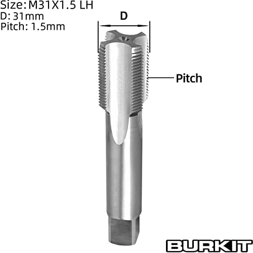 Burkit M31 x 1.5 Thread Toque de mão esquerda, HSS M31 x 1,5 Máquina de caia reta Tap Tap