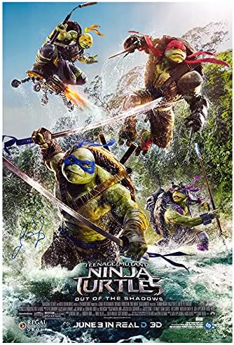 Megan Fox autografou Teenage Mutant Ninja Turtles Out of the Shadows Original 27x40 Double -lateral Filme Poster