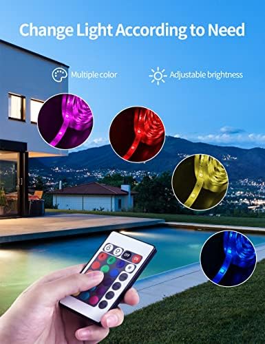 Luzes de tira LED 32,8 pés, tiras de luz LED à prova d'água com controle remoto, luz de mudança de cor RGB para decoração de férias