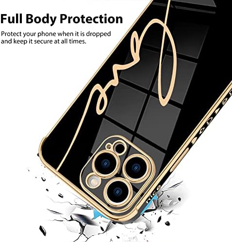 BONOMA Compatível com iPhone 14 Pro Max Case Love Letter Graphic Placting Luxury Elegante Câmera Protetor de Câmera