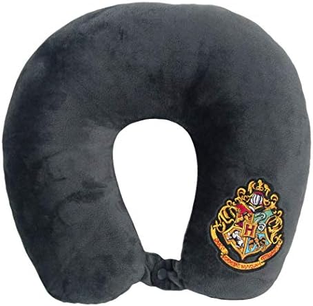 Harry Potter, Hogwarts Crest Aplique Travel Neck Pillow, 12 x 13 x 3 , Multi Color