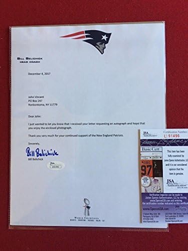 Treinador Bill Belichick, autografado Patriots timbrado - assinaturas de corte da NFL