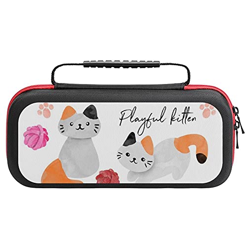 Caixa de aquarela de gatos que transportam para Nintendo Switch Protetive Protettable Hard Shell Bolsa Viagem Bolsa de Viagem