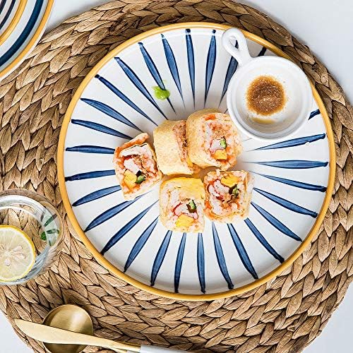MDZF Sweet Home Home 10 polegadas Placas de jantar de porcelana Conjunto, massas que servem pratos de sobremesa de utensílios de mesa japoneses - Conjunto de 4