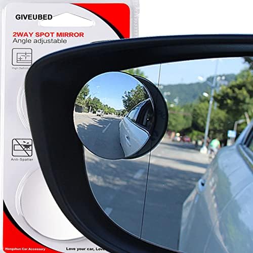 Espelho de carro de ponto cego, espelho de 2 de 2 de angular redonda ajustável, espelho de vista traseira convexa de vidro