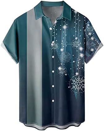 Camisa masculino Natal Santa Presente 3D Botão de impressão digital lapela Camisa de manga curta camisa camisa 3d Novidade nova