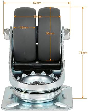 Eifine 4 x rodas de mamona giratória para serviço pesado 50 mm com freio para gole de móveis de móios preto preto