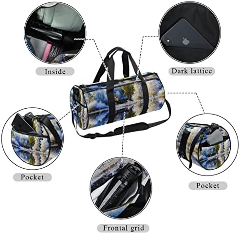 Mamacool Fantasy Snow Winter Lake Duffel ombro Bolsa de transmissão Bolsa de viagem para ginástica Sports Dance Travel