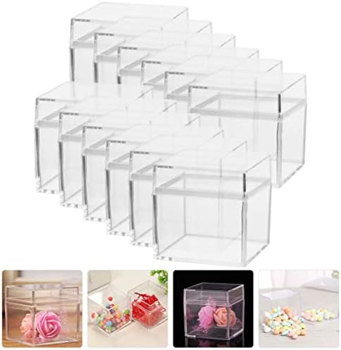 12PCSBoxes Candy Christmas Clear Transparente Envelhecimento Casos de banho Pílula Pequena portadores de plástico Cubo: Parques de chocolate Tampas de armazenamento Jóias de férias Organizador