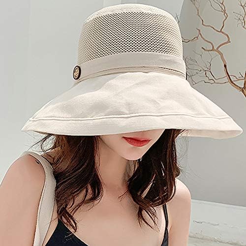 Mulher Mesh Sun Hats Summer Beach Protection UV Upf Packable Wide Brim Chin tira
