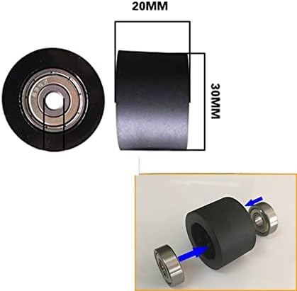 Rolamento preto Diâmetro da roda de borracha rígida 30 mm de altura 20 mm de polia acionada com roda guia guia 1pcs 1pcs
