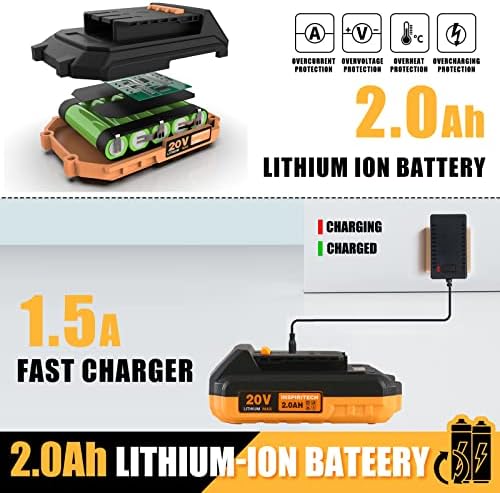 Bateria e carregador inspiritech de 20v de íon de lítio para broca sem fio, compatível com BL6010/BL6013