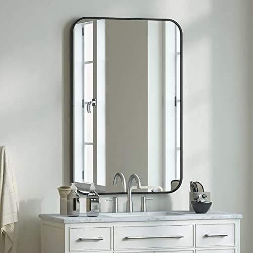 Beautyypeak espelho de parede 20 x 28 espelho de banheiro retangular com estrutura de liga de alumínio, espelho