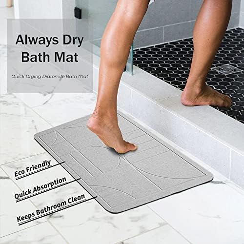 Alypt Stone Bath Mat & Diatomaced Earth Banco de banho: não deslizamento, ultra absorvente, secagem rápida, fácil de limpar e