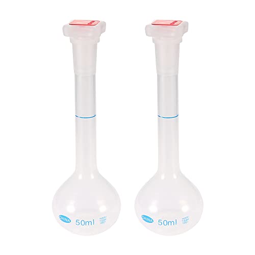 UXCELL 2PCS 50ml Longo Pescoço Longo Plástico transparente Volumétrico Medição Flask Calor para laboratório