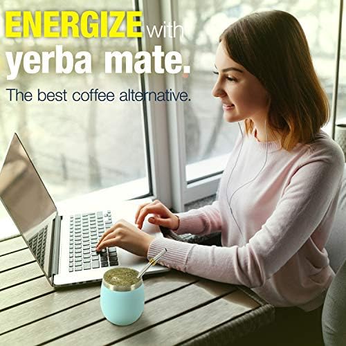 Novomates de parede dupla em aço inoxidável yerba mate xícara com stanley aço bombilla mate - yerba mate xícara e Bombilla set - yerba mate gourd - bombilla mate e mate tea xícara de 8 onças