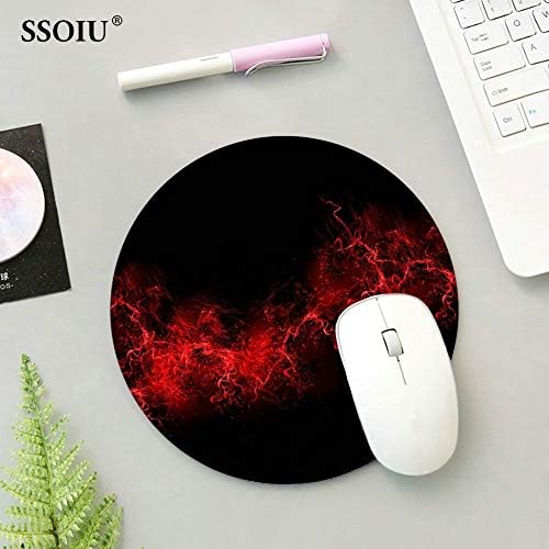 Ssoiu Back Back Backgred Color Paint Explosion Burst Red Black Mouse Pad Round 200x200x3mm