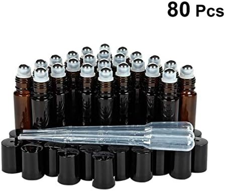 Rolagem de vidro de 1set em garrafas 10ml bolas de rolos de aço inoxidável em aço vazios Garrafas de perfume de óleo essencial, 10