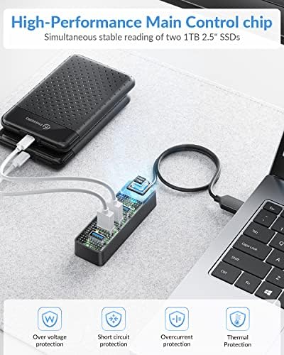 Hub USB com cabo estendido de 1,6 pés, 4 portas USB 3.0 Hub Splitter USB Expander para laptop/xbox/ps4/flash drive/celular hd/console/impressora/câmera/keyborad/mouse