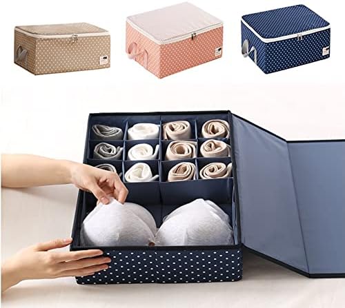 JXCAA Caixa de armazenamento de vários compartimentos dobráveis, caixa de armazenamento de roupas íntimas, caixa