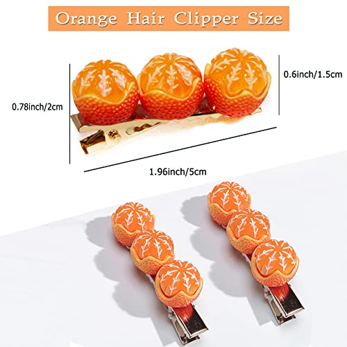 2 PCs mandarim clipes de cabelo laranja para mulheres meninas fofas laranjas de jacarés de calça de jacarés