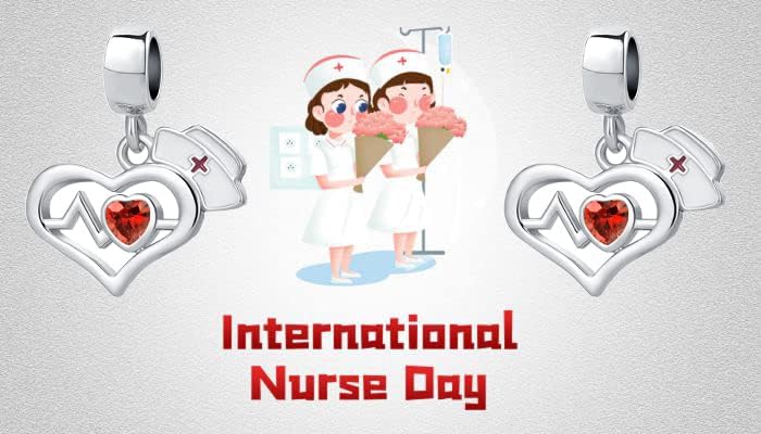 Nanmuc nova enfermeira enfermeira vermelha boné batimentos cardíacos eletrocardiograma de enfermagem CARM MEDICAL CARM MEDICAL FIX Pandora colar de pulseira