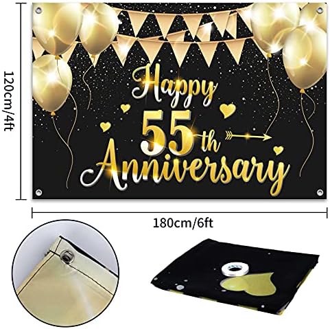 Hamigar 6x4ft Feliz 55º aniversário Banner Caso -pano de fundo - 55 Decorações de aniversário de casamento FESTIPES DE