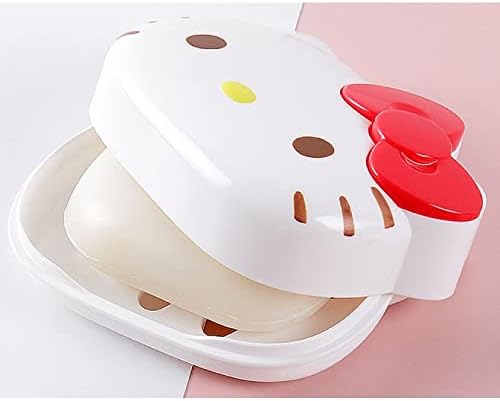 Hello Kitty Soap Case Holder Container com tampa - Soof para banheiro fofo para banheiro