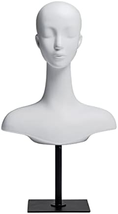 Leiytfe 22 Manikin Head Display Stand Head Mannequin com ombro, para estilo, modelo e exibição cabelos, resina Bald Dummy Stand