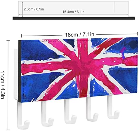 Titular da chave para o Wall Mail Compatível com os ganchos de prateleira do organizador da bandeira do Reino Unido e o rack de chave decorativo de couro PU para decoração de fazenda de entrada