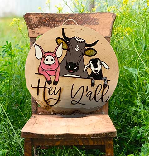 Bem -vindo estêncils para pintura da porta da frente na madeira 12 , animais de fazenda Vaca/cabra/porco/porta -pássaro