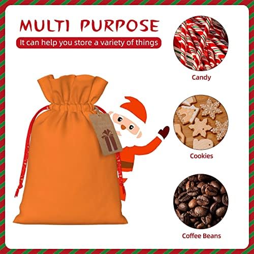 Bolsas de presente de estopa de Natal com cordões, beleza queimada laranja - pequenas sacolas de doces de tratamento de Natal