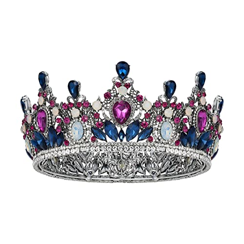 Sweetv Queen Crown for Women, Wedding Tiara for Bride, Crystal Birthday Crown, Barroce Tiaras e Acessórios de cabelo