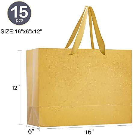 BLROVRO 15 PCS Bolsa de presente extra grande, bolsas de compras de 16 x 6 x 12 , sacolas de presente com alças para sacolas de varejo,