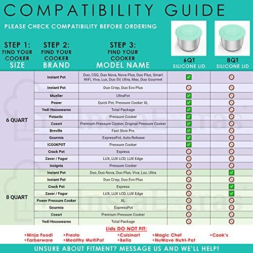 A tampa de silicone se encaixa no instantão - 6 litro de vaso para o IP Duo -60, Nova, Plus, Max, Lux, Gem, Viva, Smart Wifi & More - Melhores Modelos de vedação Insta -Pot para 6 paneiras de pressão qt - Modelos 5qt 6qt