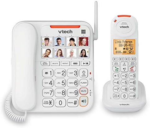 VTECH SN5147 AMPLIFICAÇÃO AMPLIFICADO/sem fio telefone sênior com uma secretária eletrônica, bloqueio de chamadas, campainha visual extra-loud de 90dB, assistência de áudio com um toque no aparelho até 50dB, branco
