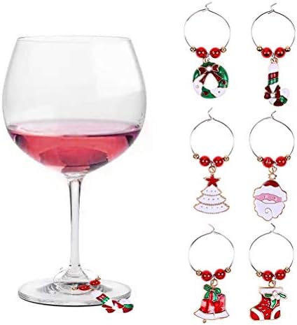 PretyZoom 6pcs com tema de vinho de Natal Pingente de vidro pendente anéis decorativos para festas de festa de festa em casa