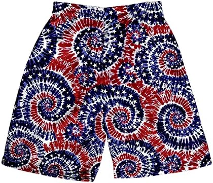 Miashui Memory Boy Men's Graphic Beach Pants Casual Shorts 3d Quarto de julho Padrão de bandeira retro praia calça