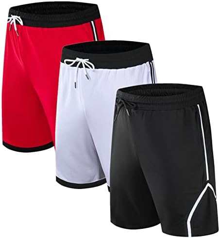Opalos 2/3 Pacote shorts atléticos ativos para homens, shorts de basquete com bolsos