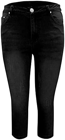 Hdzww Summers respiráveis ​​cintura elástica de calça denims com bolsos Slacks perna reta Slims Solid elegante elegante
