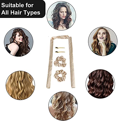 Os golinhos de faixa de cabeceira sem calor para cabelos longos para mulheres cachos de onda, rolos para cabelos de faixa macia