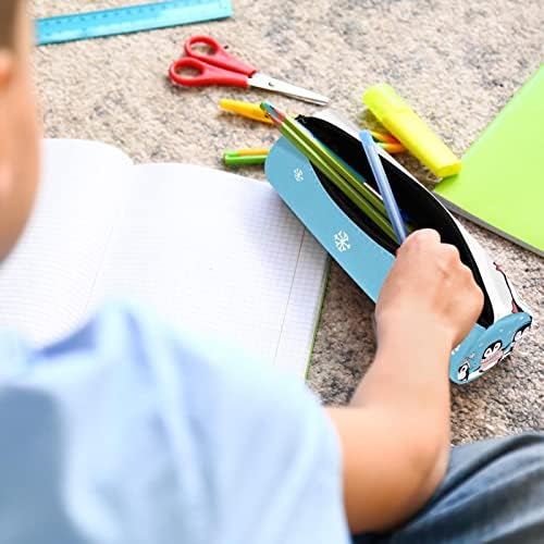 Chapéu de inverno lenço pengiuns amigo case de lápis estudante papelaria bolsa zíper bolsa de maquiagem de maquiagem de