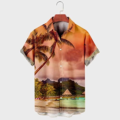 Camisas de impressão tropical de Beuu para homens, nova camisa havaiana de verão para baixo de manga curta casual aloha